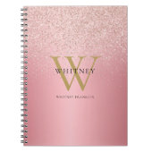 Roos Gold Glitter Monogram Naam Notitieboek (Voorkant)
