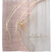Roos Gold Glitter Monogram Name Script Metallic Douchegordijn (Voorkant)