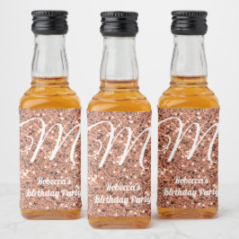Roos Gold Glitter Monogram Party Favor Custom Likeurfles Etiket