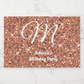 Roos Gold Glitter Monogram Party Favor Custom Likeurfles Etiket (Enkel label)