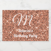Roos Gold Glitter Monogram Party Favor Mini Bottle Sparkling Wijnetiket (Enkel label)