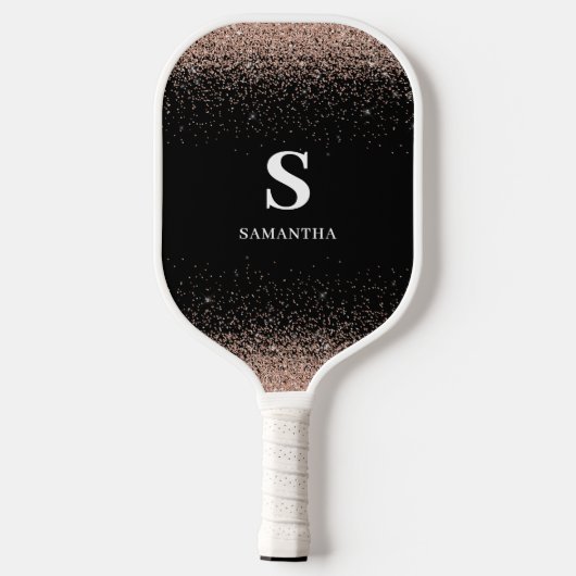 Roos Gold Glitter Monogram Pickleball Paddle (Achterkant)