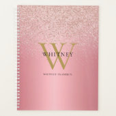 Roos Gold Glitter Monogram Professional Business Planner (Voorkant)
