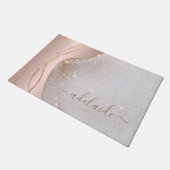 Roos Gold Glitter Monogram Script Name Welkom Deurmat (Schuin)