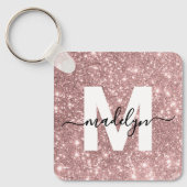Roos Gold Glitter Monogram Sleutelhanger (Voorkant)