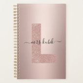 Roos Gold Glitter Monogram Teacher Planner (Voorkant)