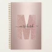 Roos Gold Glitter Monogram Teacher Planner (Voorkant)