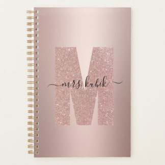 Roos Gold Glitter Monogram Teacher Planner