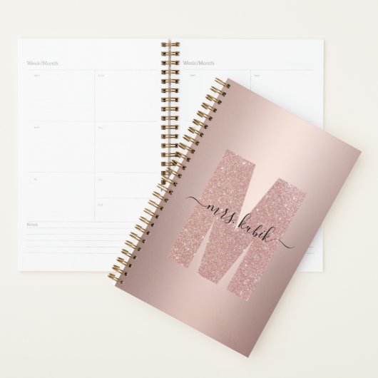 Roos Gold Glitter Monogram Teacher Planner (Display)