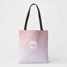 Roos Gold Glitter Monogram Tote Bag