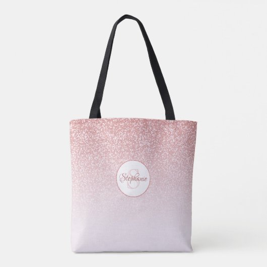 Roos Gold Glitter Monogram Tote Bag (Achterkant)