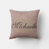 Roos Gold Glitter Monogramed Name Personalized Kussen (Achterkant)