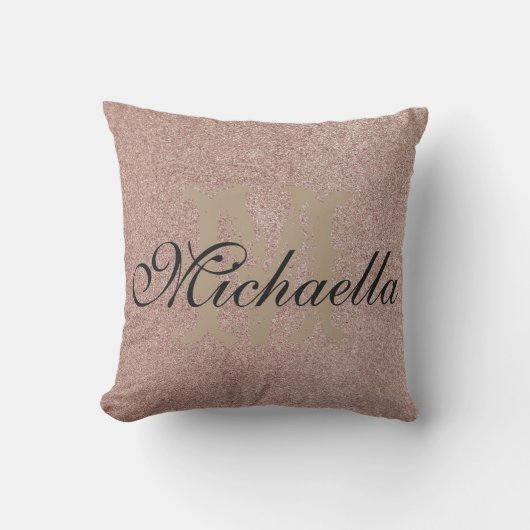 Roos Gold Glitter Monogramed Name Personalized Kussen (Voorkant)