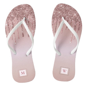 Roos Gold Glitter Monogrammed Girly Teenslippers