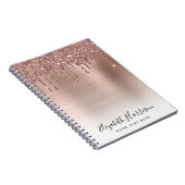 Roos Gold Glitter Monogrammed Notitieboek (Rechterzijde)