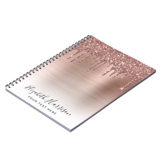 Roos Gold Glitter Monogrammed Notitieboek (Linkerzijde)