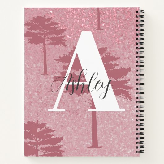 Roos Gold Glitter Monogrammed Spiral Notitieboek (Achterkant)
