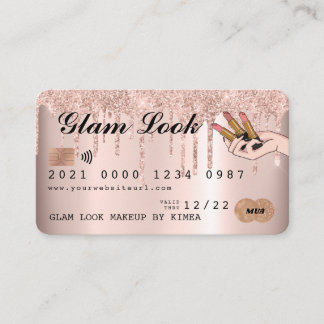 Roos Gold Glitter MUA Beauty Salon-creditcard Visitekaartje