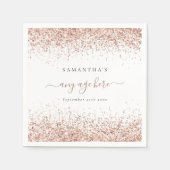 Roos Gold Glitter Naam Datum Alle leeftijden Servet (Voorkant)