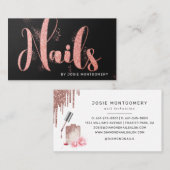 Roos Gold Glitter Nail Technician Visitekaartje (Voorkant / Achterkant)