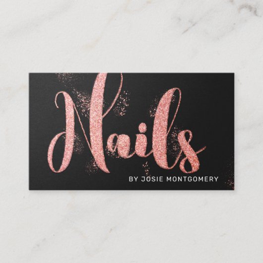Roos Gold Glitter Nail Technician Visitekaartje (Voorkant)