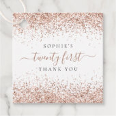 Roos Gold Glitter Name 21e Hartelijk dank Bedankjes Labels (Voorkant)