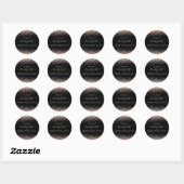 Roos Gold Glitter Name Bedankt 21st Birthday Black Ronde Sticker (Vel)