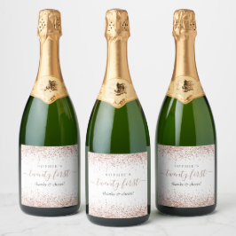 Roos Gold Glitter Name Cheers 21st Birthday Sparkling Wijnetiket