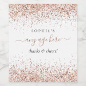 Roos Gold Glitter Name Cheges any Age Birthday Wijn Etiket (Enkel label)