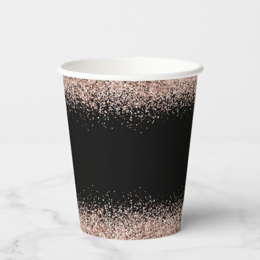 Roos Gold Glitter Name Date 21st Party Black Papieren Bekers (Achterkant)
