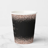 Roos Gold Glitter Name Date 21st Party Black Papieren Bekers (Links)