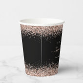 Roos Gold Glitter Name Date 21st Party Black Papieren Bekers (Rechts)