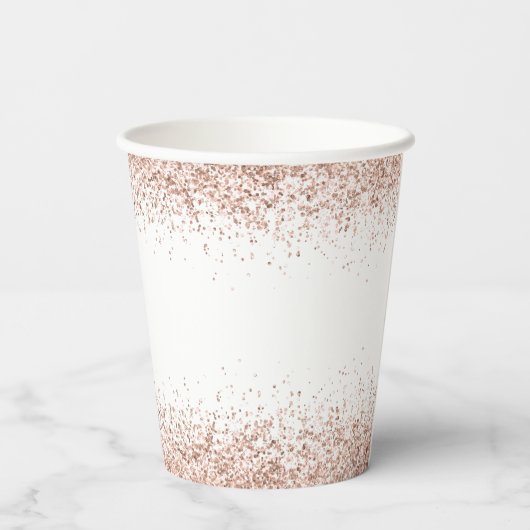 Roos Gold Glitter Name Date 21ste Papieren Bekers (Achterkant)