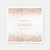Roos Gold Glitter Name Date 21ste Servet (Voorkant)