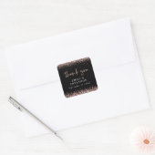 Roos Gold Glitter Name Date Wedding Black Bedankt Vierkante Sticker (Envelop)