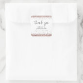 Roos Gold Glitter Name Date Wedding White Bedankt Vierkante Sticker (Tas)