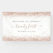 Roos Gold Glitter Name Date Welkom 21ste Spandoek (Horizontaal)