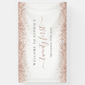 Roos Gold Glitter Name Date Welkom 21ste Spandoek (Verticaal)