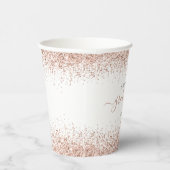 Roos Gold Glitter Name Graduparty Papieren Bekers (Rechts)