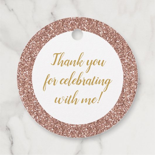 Roos Gold Glitter Name Pink Sweet 16 Bedankjes Labels (Achterkant)