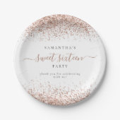 Roos Gold Glitter Name Sweet Sixteen Party Papieren Bordje (Voorkant)