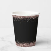 Roos Gold Glitter Name Vrijgezellenfeest Black Papieren Bekers (Achterkant)