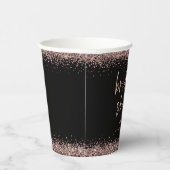 Roos Gold Glitter Name Vrijgezellenfeest Black Papieren Bekers (Rechts)