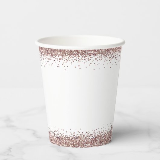 Roos Gold Glitter Name Vrijgezellenfeest White Papieren Bekers (Achterkant)