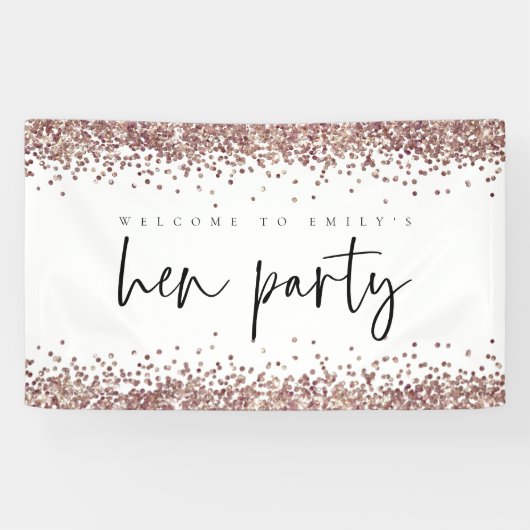 Roos Gold Glitter Name Welcome to Hen Party Banner (Horizontaal)