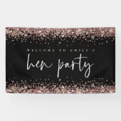 Roos Gold Glitter Name Welcome to Hen Party Black Spandoek (Horizontaal)