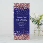 Roos Gold Glitter Navy 50th Birthday Kaart (Staand voorkant)
