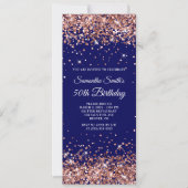 Roos Gold Glitter Navy 50th Birthday Kaart (Voorkant)