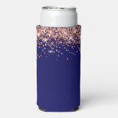 Roos Gold Glitter Navy Blue 50e Verjaardag Seltzer Blikjeskoeler (Seltzer Achterkant)