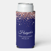 Roos Gold Glitter Navy Blue 50e Verjaardag Seltzer Blikjeskoeler (Seltzer Voorkant)